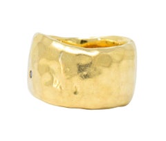 Roberto Coin Diamond Ruby 18 Karat Gold Martellato Hammered Band Ring