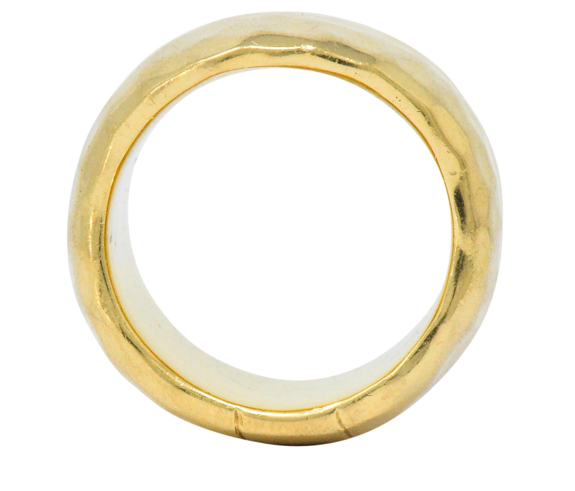 Contemporary Roberto Coin Diamond Ruby 18 Karat Gold Martellato Hammered Band Ring