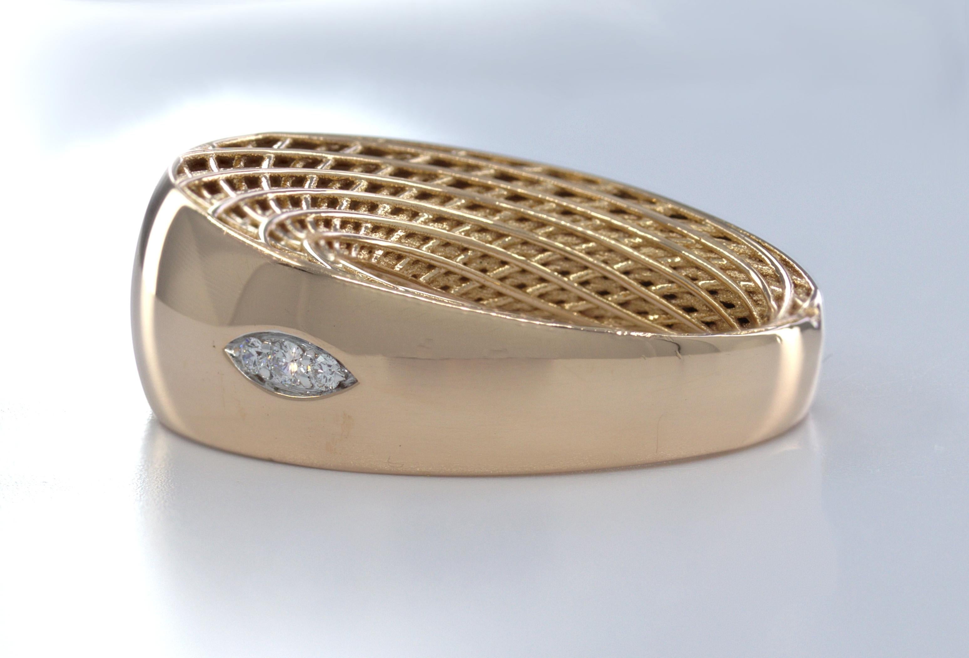 Women's or Men's Roberto Coin Diamond, Ruby, 18K Rose Gold Wide “Golden Gate” Ring For Sale