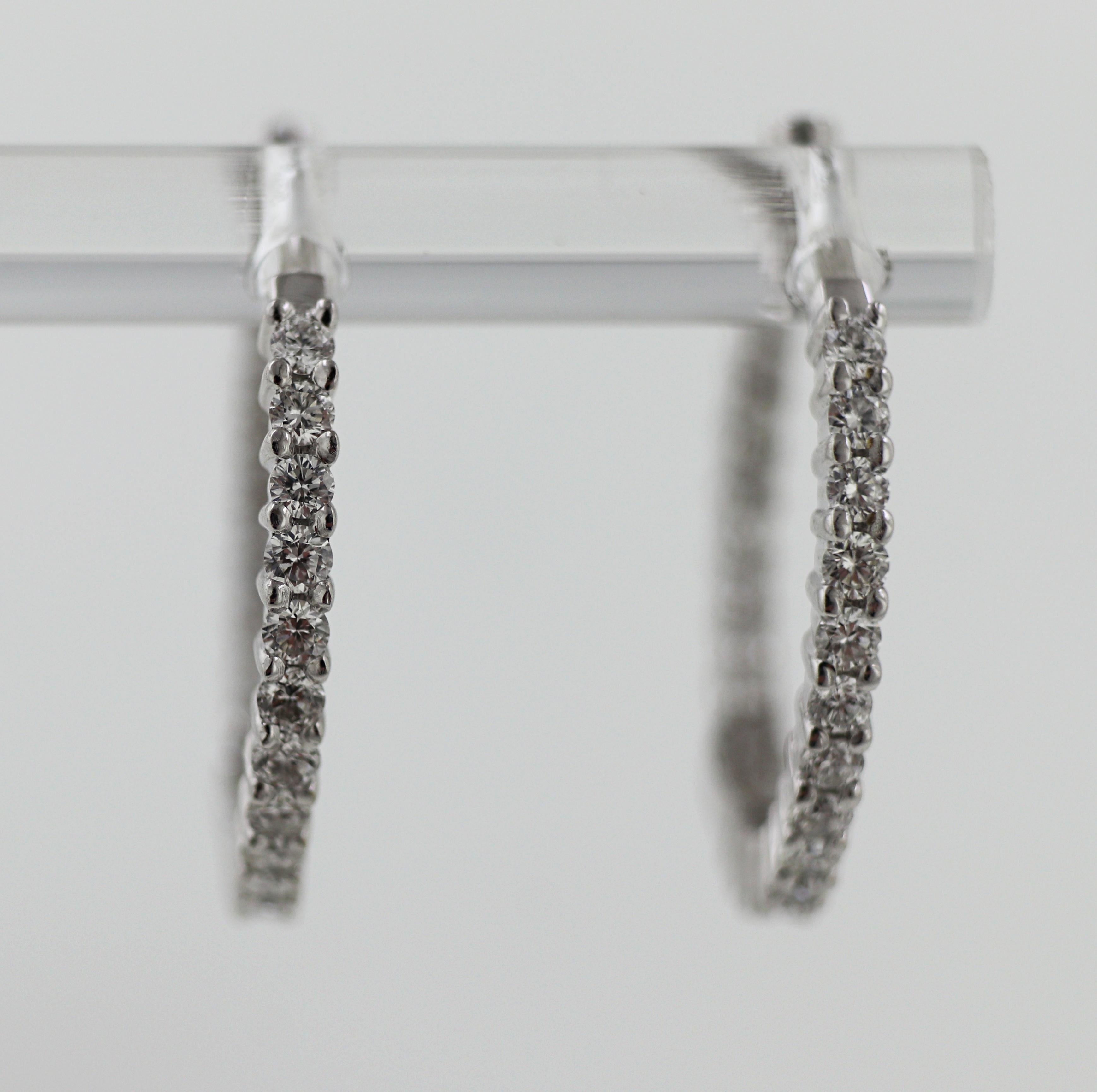 Roberto Coin Diamond, Ruby, 18k White Gold Hoop Earrings For Sale 4