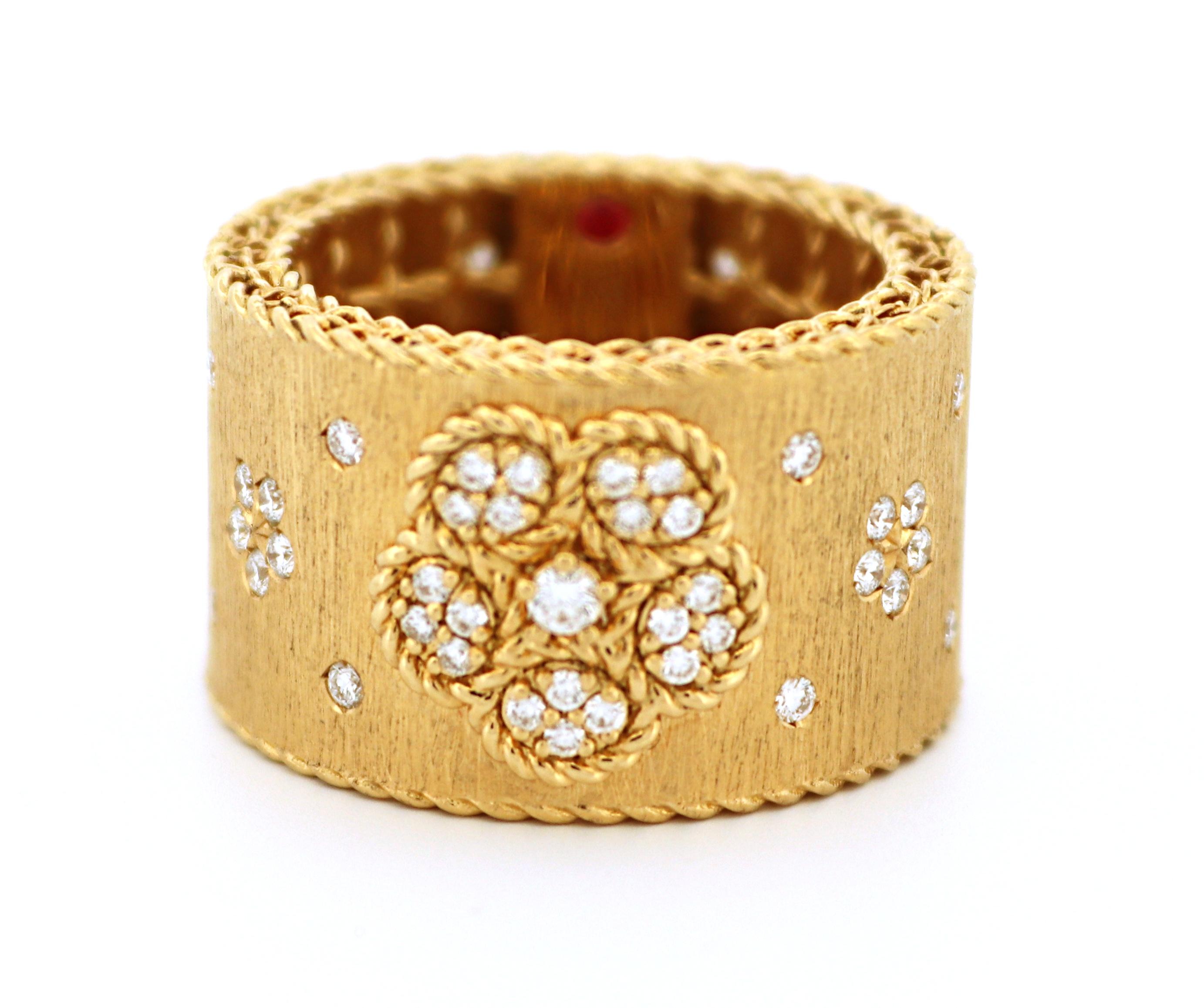 Roberto Coin Diamond, Ruby, 18k Yellow Gold “Daisy” Ring For Sale 7