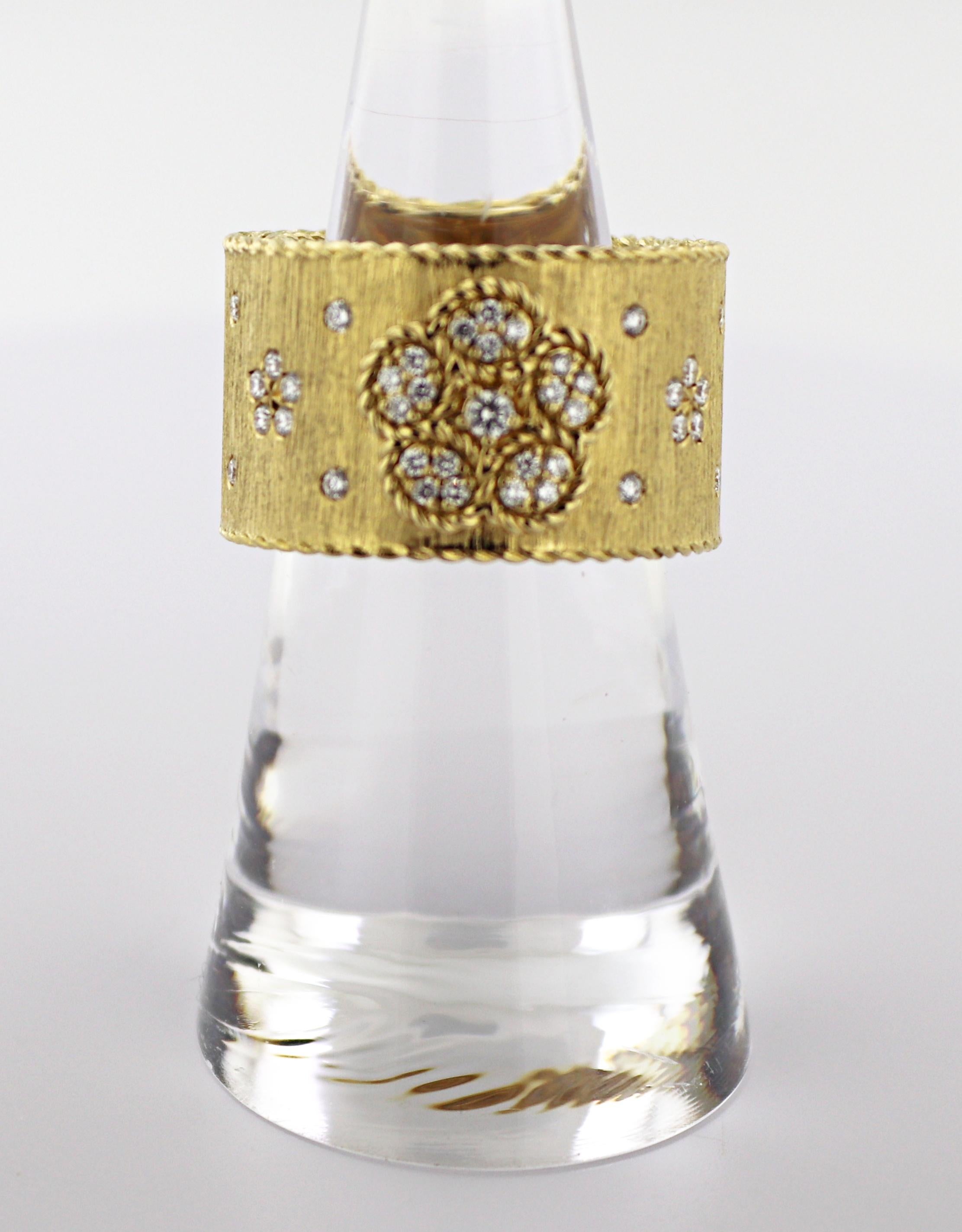 Artisan Roberto Coin Diamond, Ruby, 18k Yellow Gold “Daisy” Ring For Sale