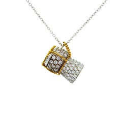 Roberto Coin Diamond Ruby 18K Yellow White Gold Drum Pendant Necklace