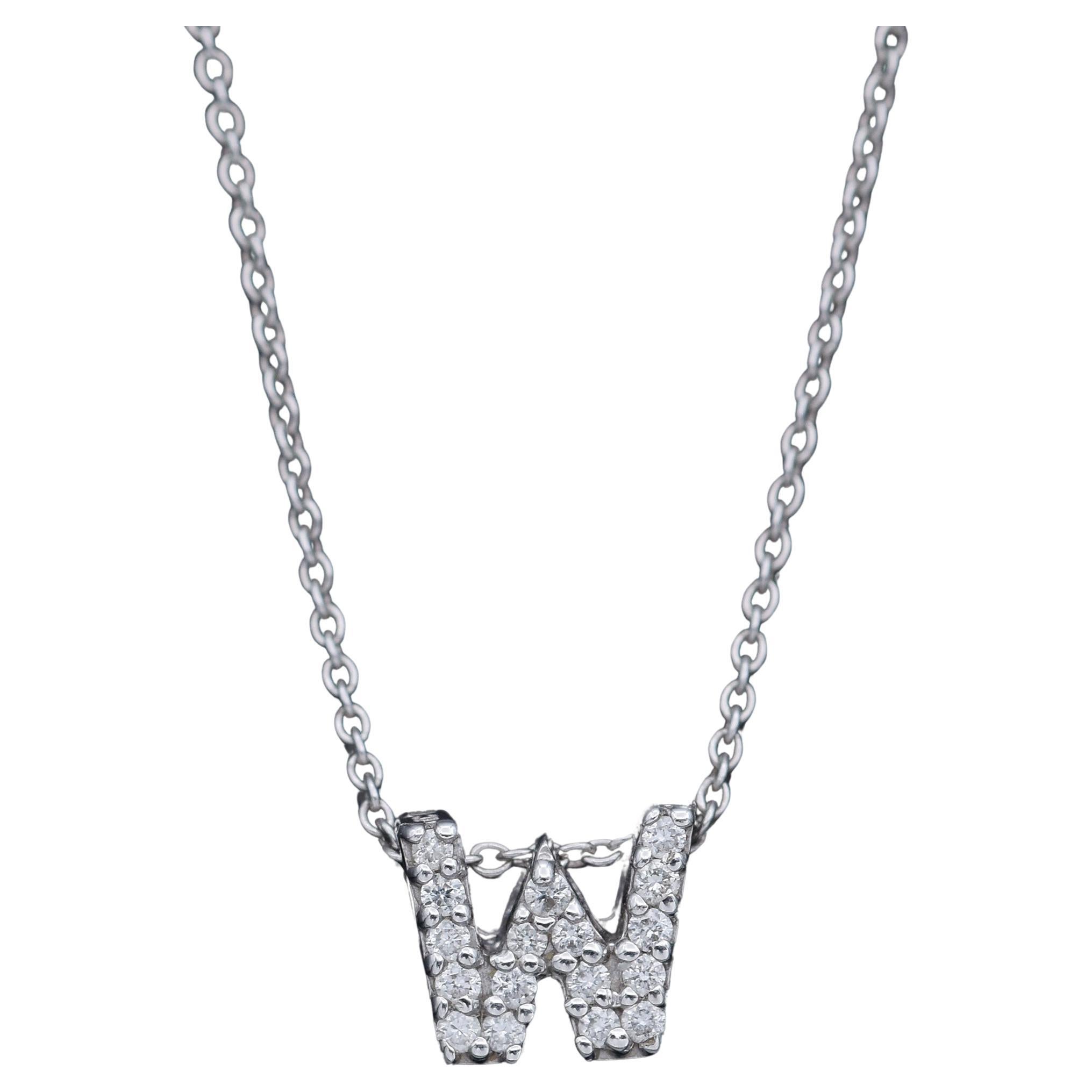 Roberto Coin Diamond 
Ruby White Gold Tiny Treasures Love Letter W Necklace