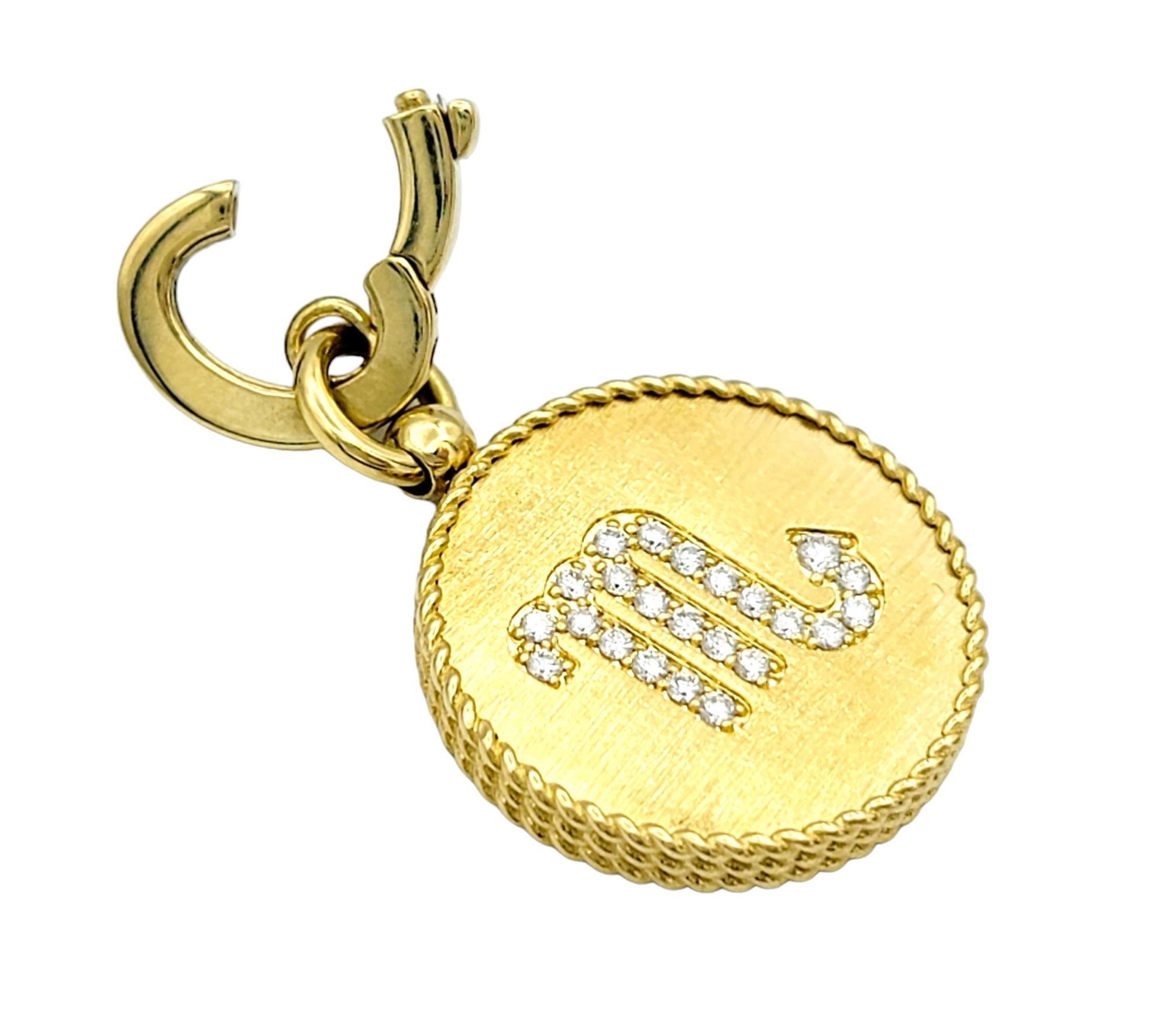 Roberto Coin Diamond Scorpio Zodiac Medallion Necklace in 18 Karat Yellow Gold For Sale 1
