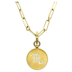 Roberto Coin Diamond Scorpio Zodiac Medallion Necklace in 18 Karat Yellow Gold