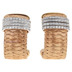 Roberto Coin Diamond Silk Weave Hoop Earrings