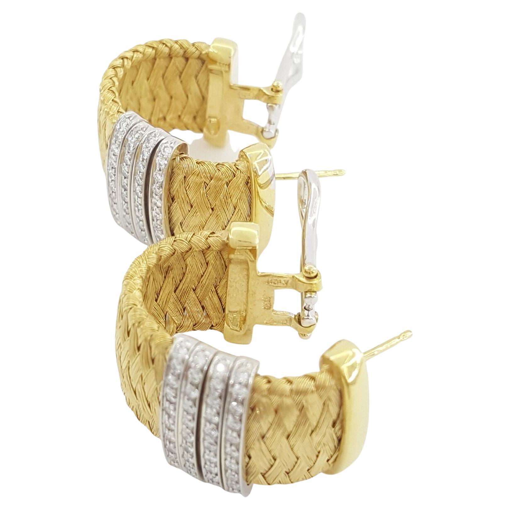 Roberto Coin Primavera 18K Gelbgold 0,66 ct Diamant Seidengeflecht Ohrringe 23x14mm.