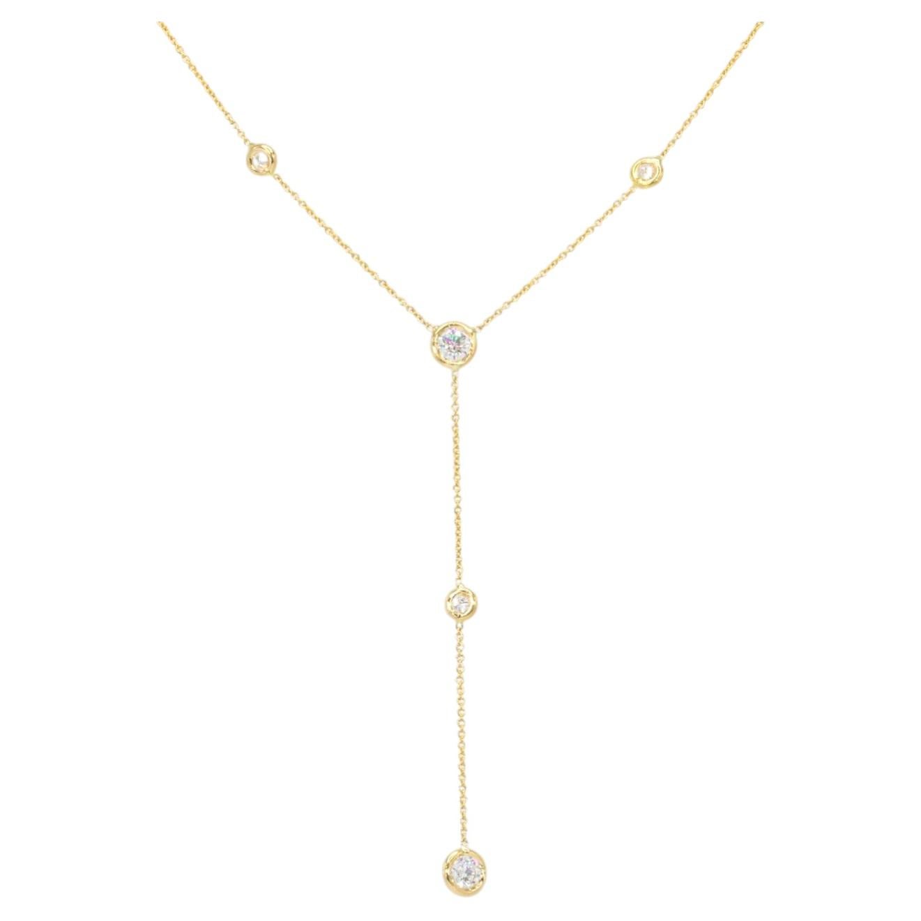 Collier en Y en or jaune 18k avec station de diamants Roberto Coin