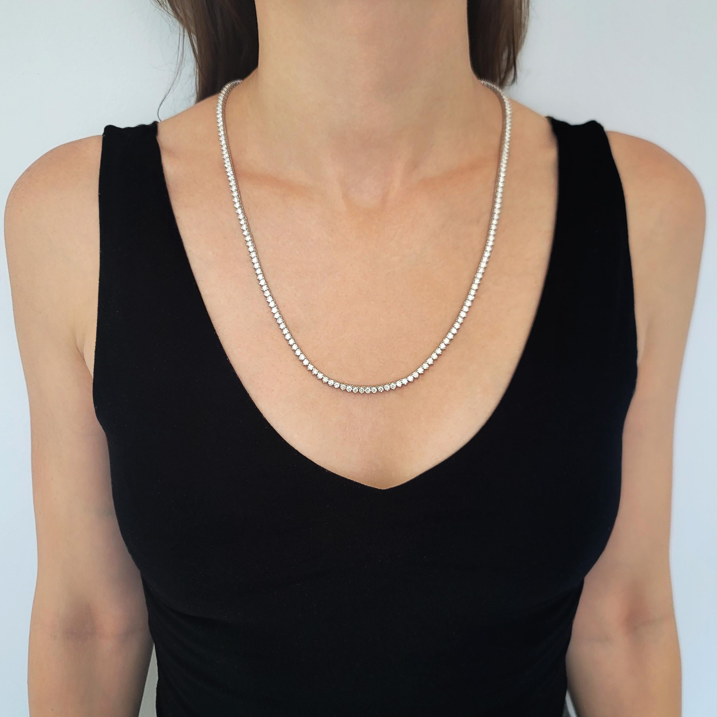 Artist Roberto Coin Diamond Tennis Necklace In 18k white Gold For Sale