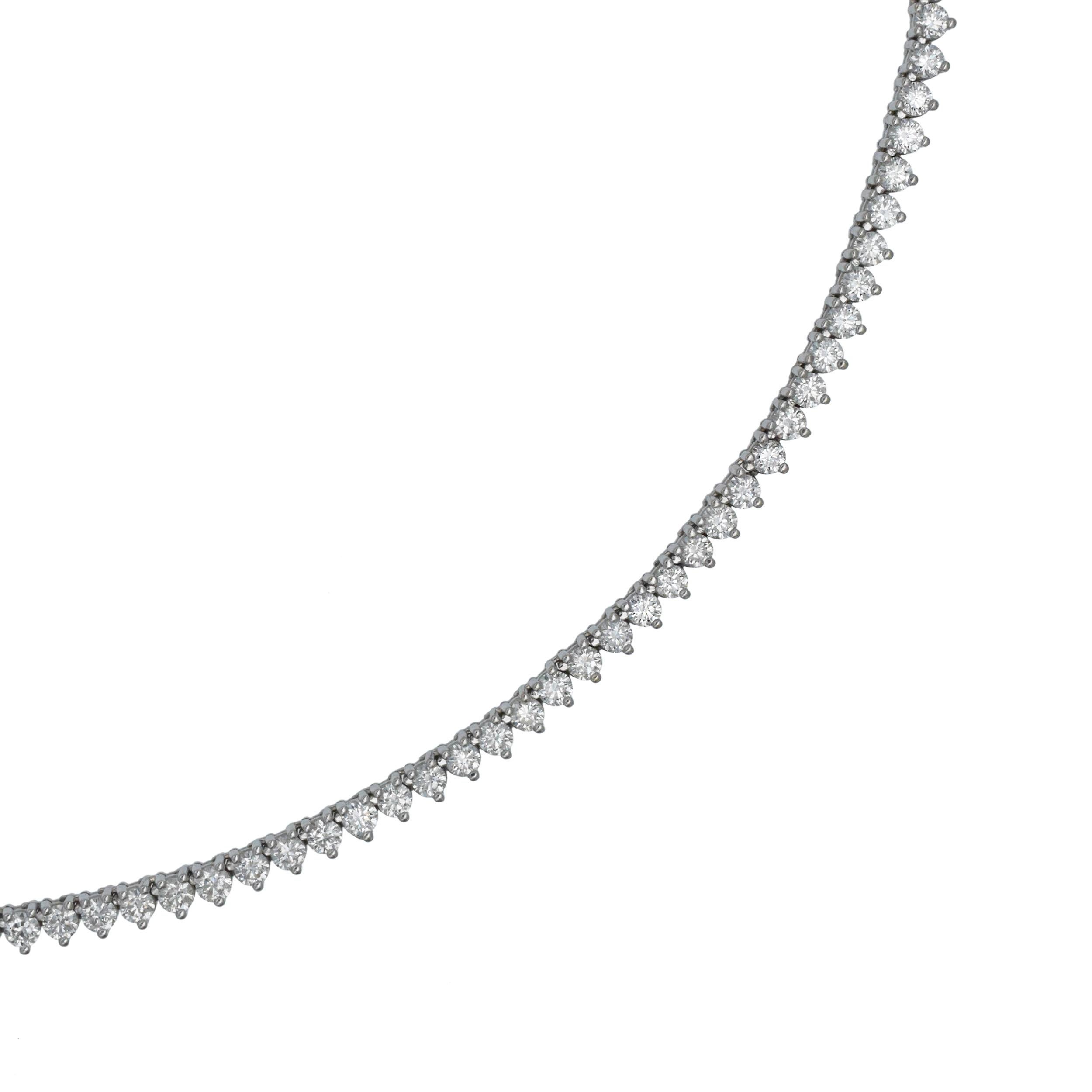 Round Cut Roberto Coin Diamond Tennis Necklace In 18k white Gold For Sale
