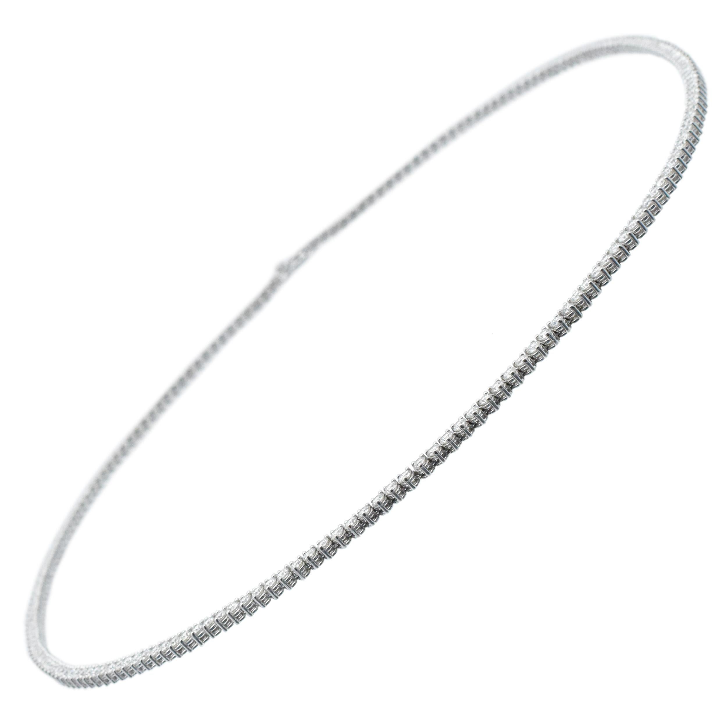 Women's or Men's Roberto Coin Diamond Tennis Necklace In 18k white Gold For Sale