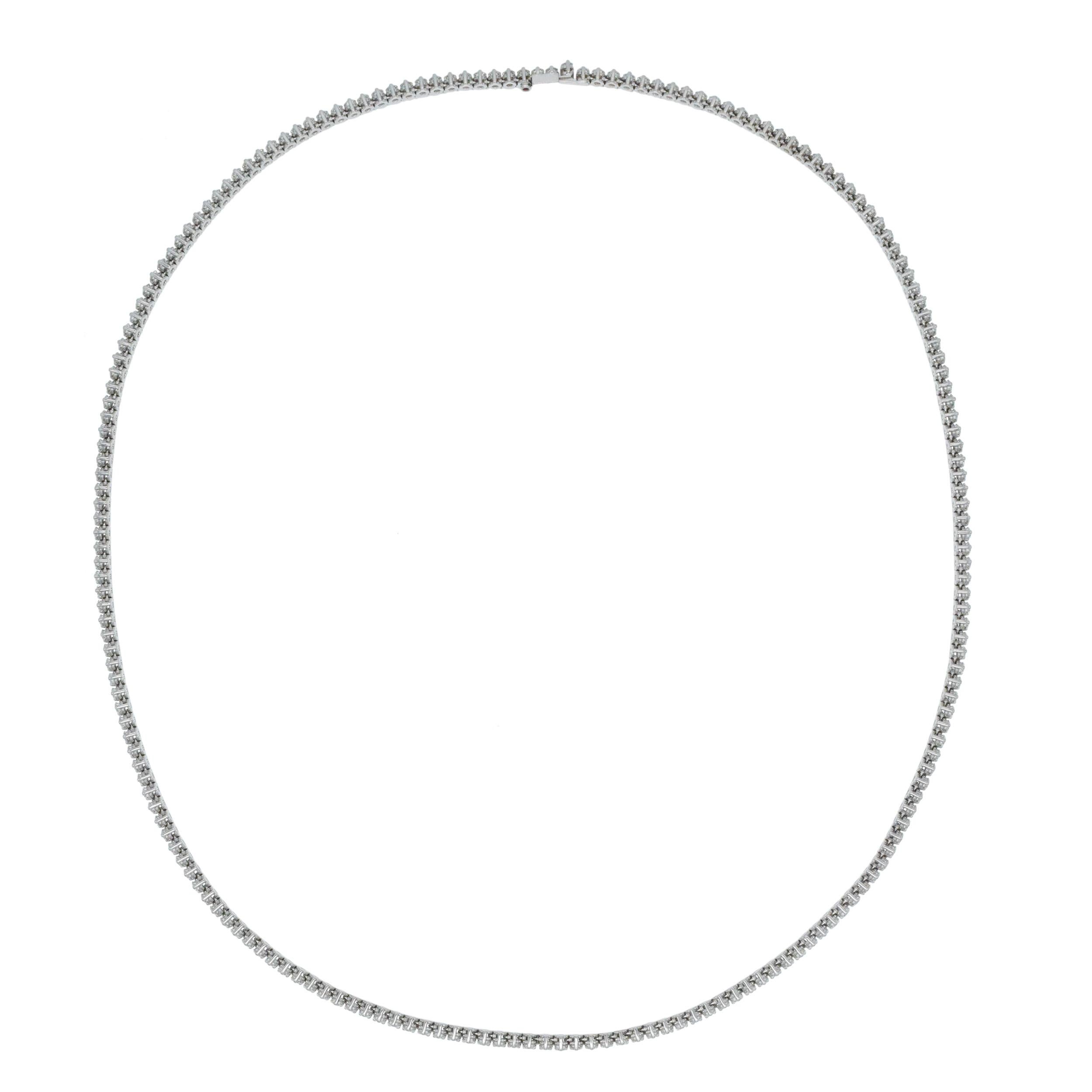 Roberto Coin Diamond Tennis Necklace In 18k white Gold For Sale 3