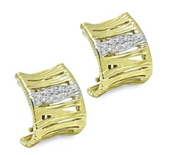 Roberto Coin Diamond Two Tone 18k Gold Elephant Skin Earrings
