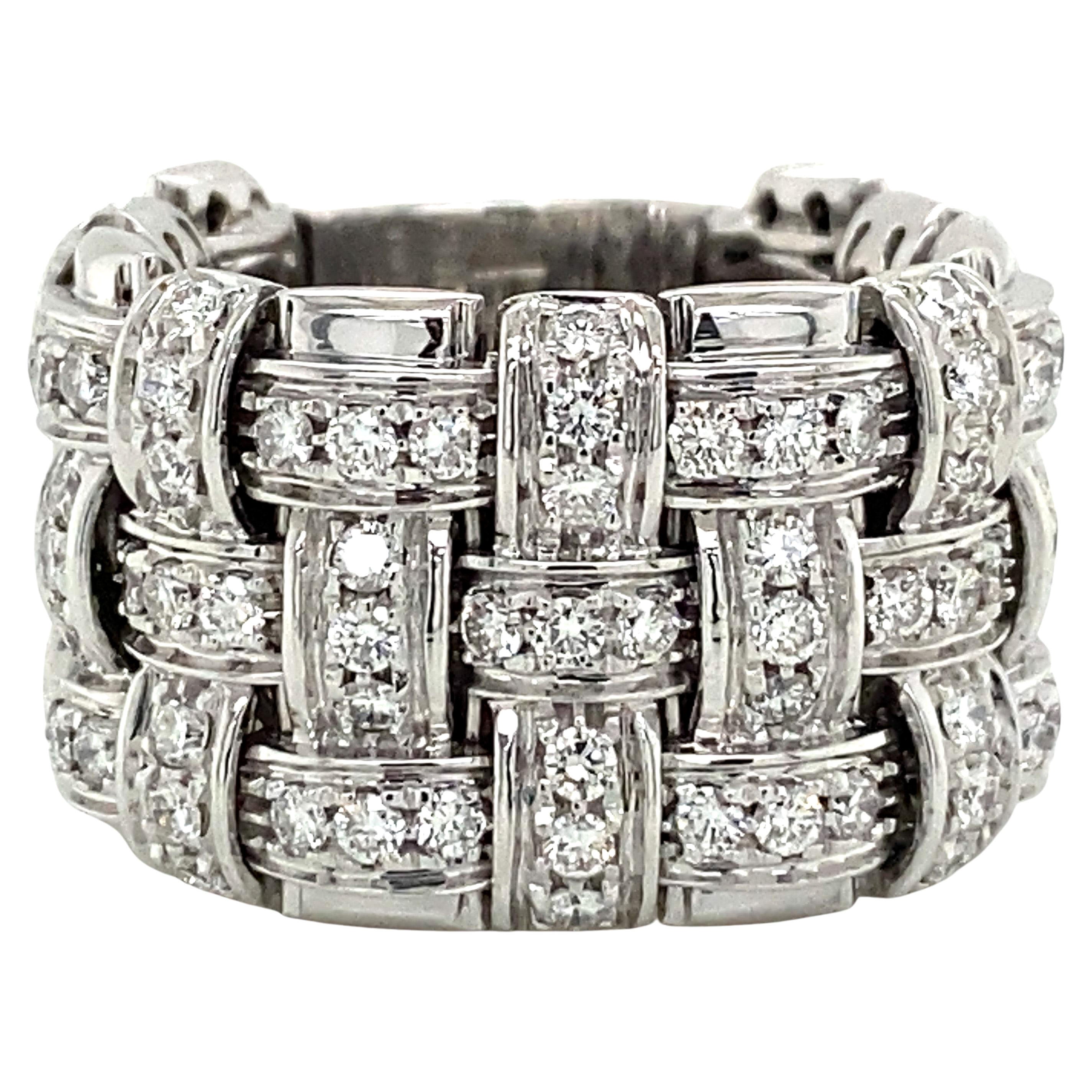 Roberto Coin Diamond Weave Flexible 18k White Gold Band For Sale