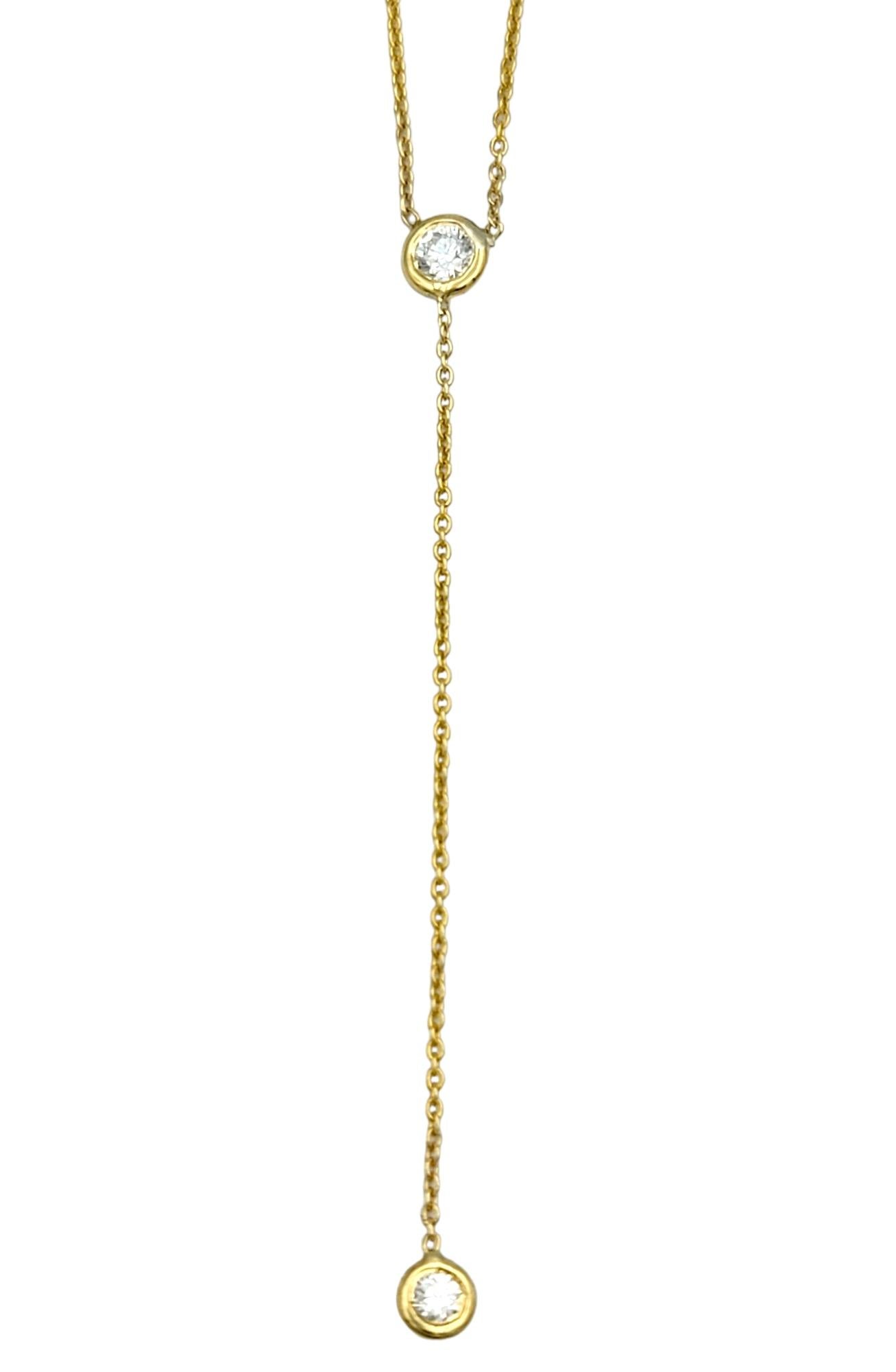 Contemporary Roberto Coin 'Diamonds by the Inch' Drop Lariat Necklace in 18 Karat Yellow Gold For Sale
