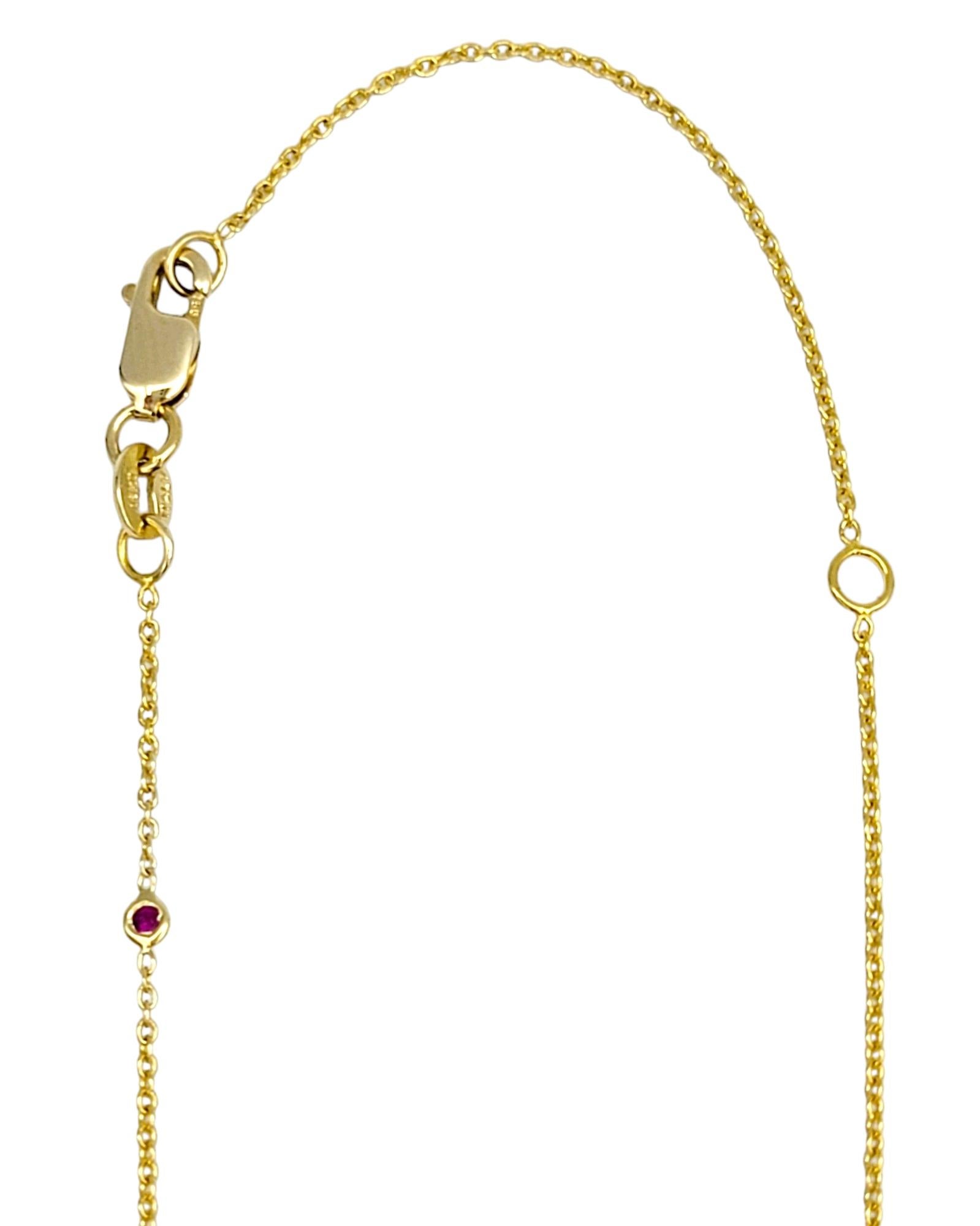 Round Cut Roberto Coin 'Diamonds by the Inch' Drop Lariat Necklace in 18 Karat Yellow Gold For Sale