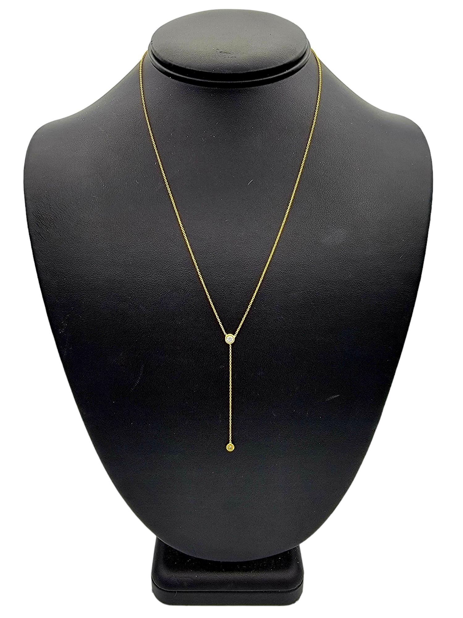 Roberto Coin 'Diamonds by the Inch' Drop Lariat Necklace in 18 Karat Yellow Gold For Sale 2