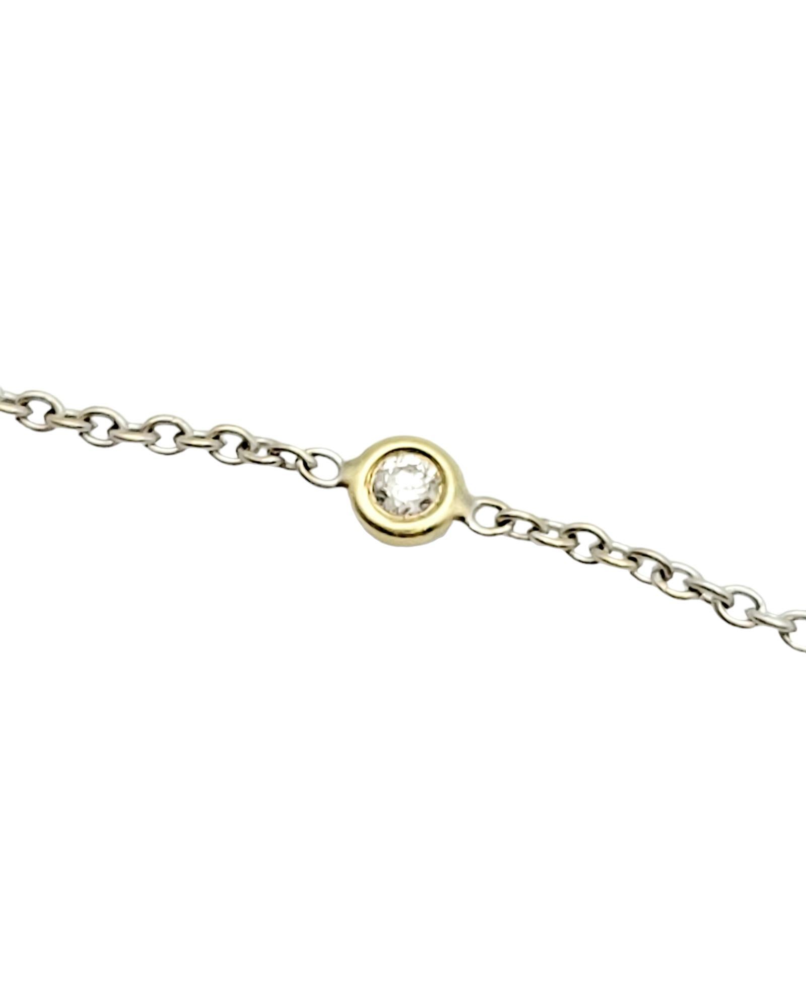 Round Cut Roberto Coin Diamonds by the Inch Station Bracelet in Two-Tone 18 Karat Gold For Sale
