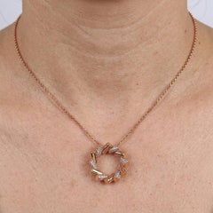 Roberto Coin Domino Diamond 18k Rose Gold Pendant Necklace