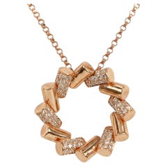 Roberto Coin Domino Diamond 18k Rose Gold Pendant Necklace