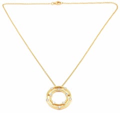 Roberto Coin Double Hoop Diamond Yellow Gold  Pendant Necklace