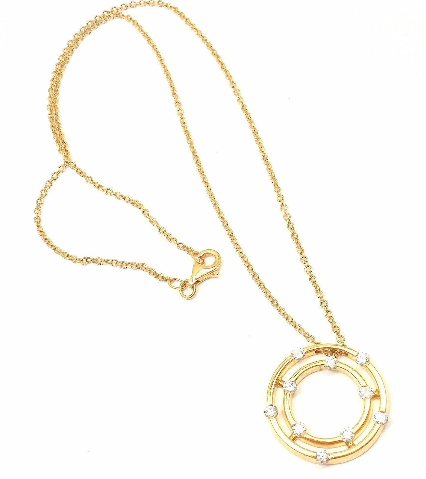 Women's Roberto Coin Double Hoop Diamond Yellow Gold  Pendant Necklace For Sale