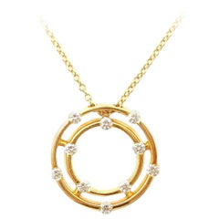 Roberto Coin Double Hoop Diamond Yellow Gold  Pendant Necklace