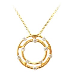 Roberto Coin Double Hoop Diamond Yellow Gold  Pendant Necklace