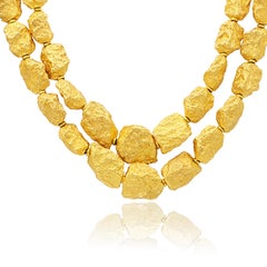 Roberto Coin Double Row 18 Karat Yellow Gold Nuggets Necklace