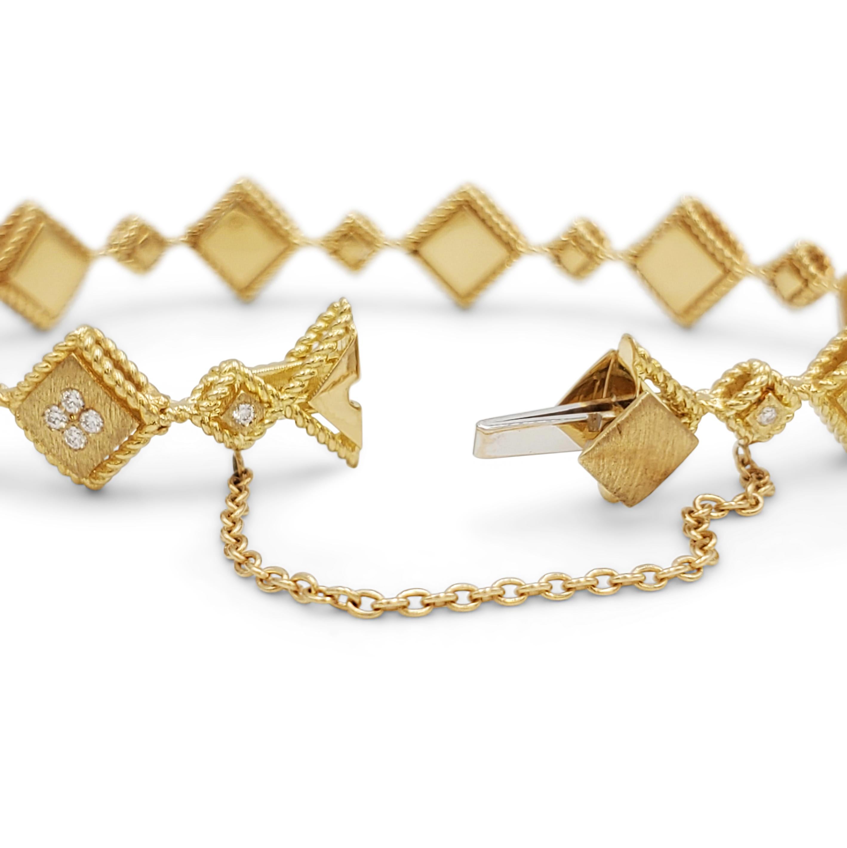 Contemporary Roberto Coin 'Ducale' Yellow Gold and Diamond Bracelet