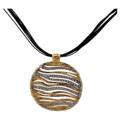 Roberto Coin Elepantino Halskette mit rundem Anhänger, Diamant 18 Karat zweifarbiges Gold