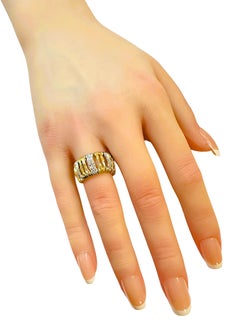 Roberto Coin Elephant Skin Domed Diamond 18k Yellow Gold Ring Size 6