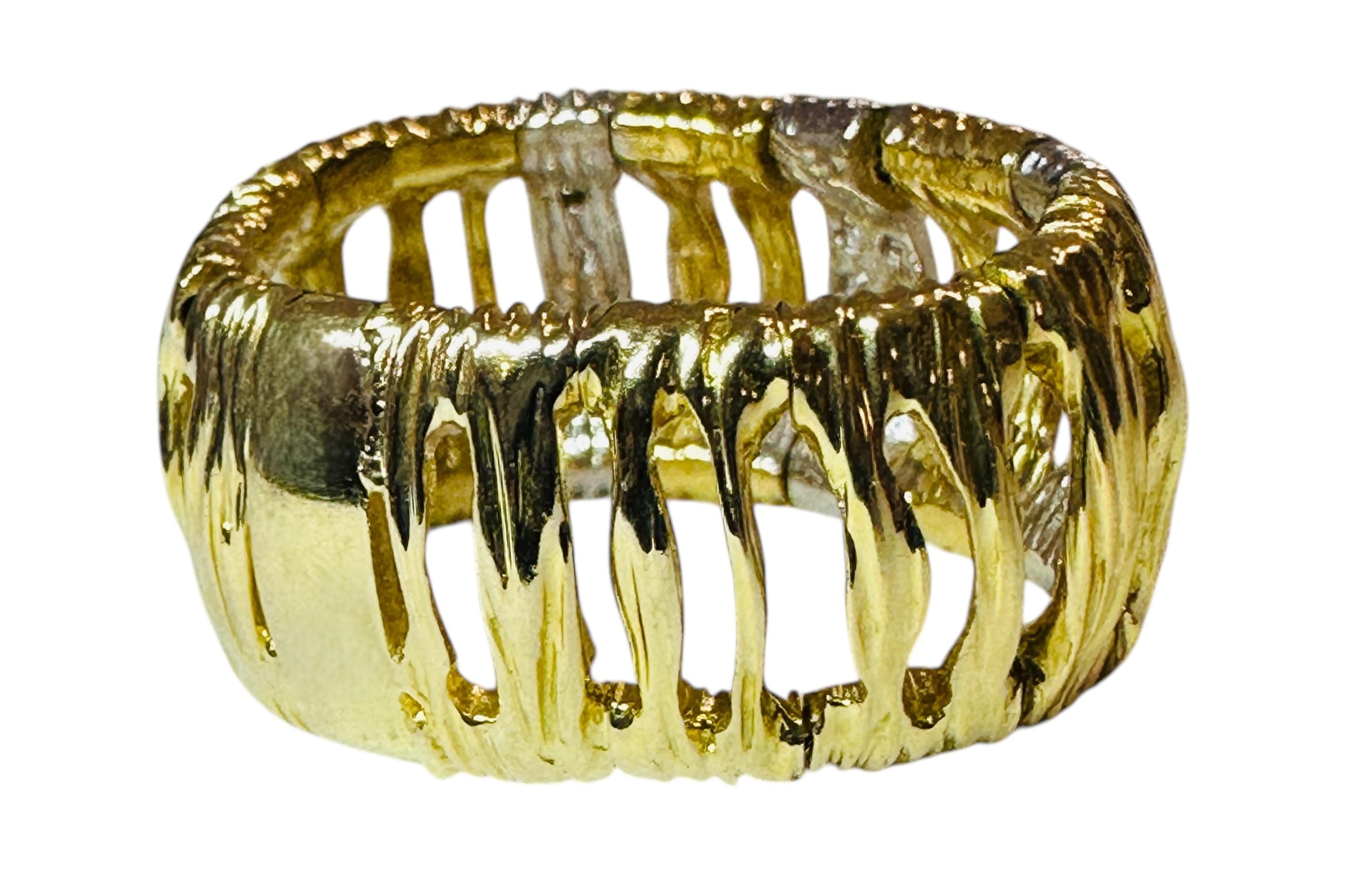 Roberto Coin Elephant Skin Domed Diamond 18k Yellow Gold Ring Size 6 5