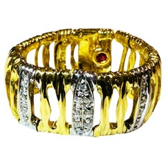 Roberto Coin Anello in pelle di elefante con diamante a cupola in oro giallo 18 carati, misura 6