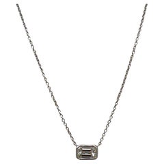 Roberto Coin Emerald Cut Diamond Solitaire Pendant Necklace 18 Karat White Gold