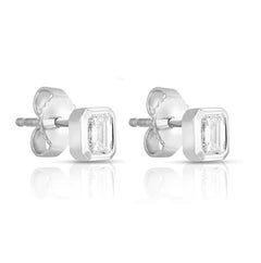 Roberto Coin Emerald Cut Diamond Stud Earring 111365AWERX0