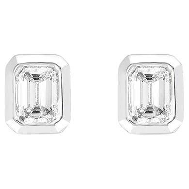Roberto Coin Emerald Cut Diamond Stud Earring 111365AWERX0 For Sale