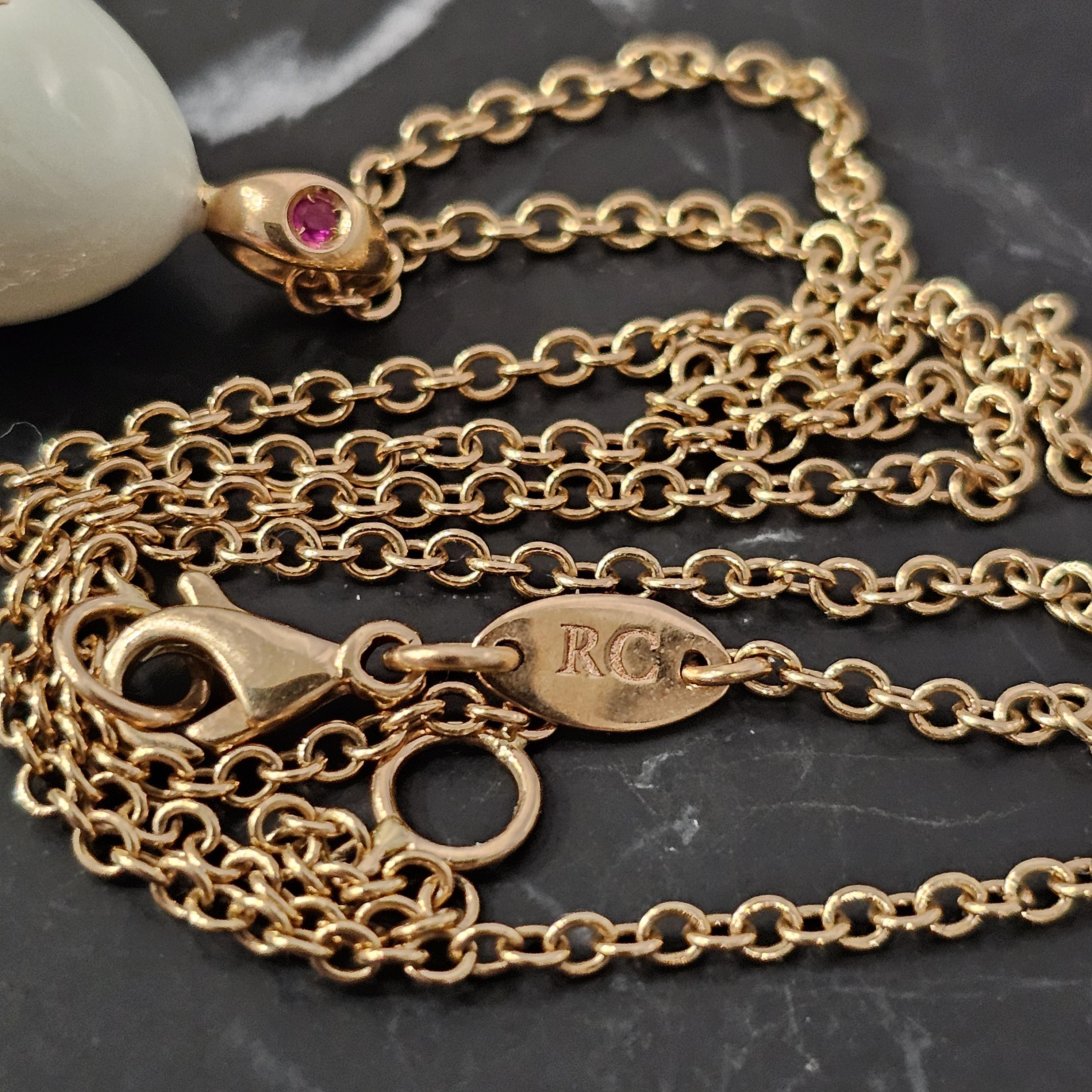 Roberto Coin Enamel Egg Pendant 18k Rose Gold Rare Limited Edition Pendant In Good Condition For Sale In Northbrook, IL