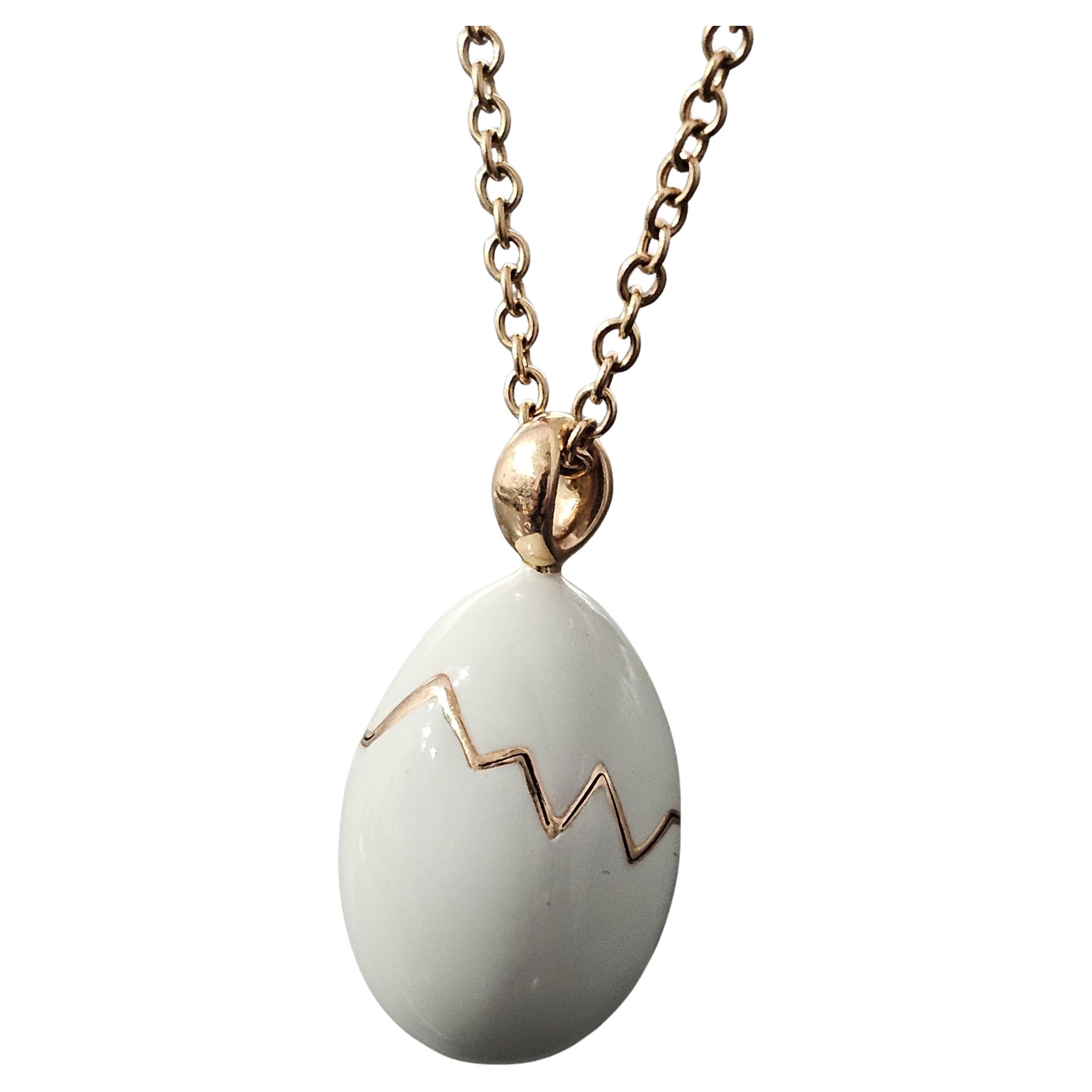 Roberto Coin Enamel Egg Pendant 18k Rose Gold Rare Limited Edition Pendant For Sale