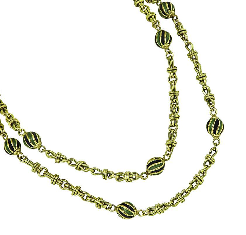 Roberto Coin Enamel Gold Necklace In Good Condition For Sale In New York, NY