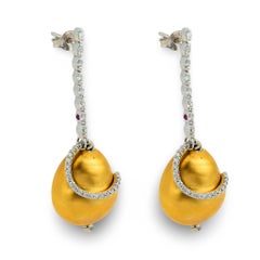 ROBERTO COIN Estate 18k Diamond "Nugget" Dangle Earrings