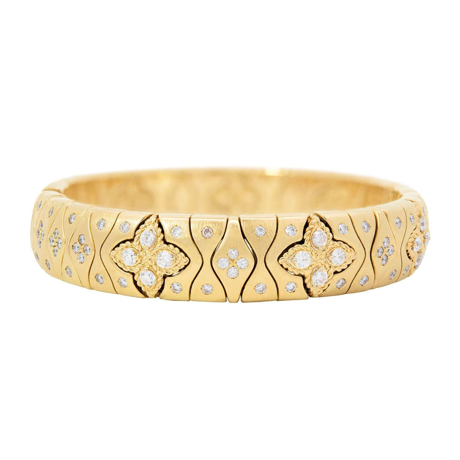 ROBERTO COIN Estate 18k Diamond Royal Princess Flower Flexible Manschettenarmband (Zeitgenössisch) im Angebot
