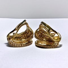 Roberto Coin Fancy Brown Pavé Diamond Coil Omega Back Huggie Earrings 4ctw