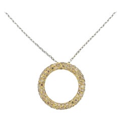 Roberto Coin Halskette mit Kreis-Anhänger, aus Gold mit Fancy-Diamanten