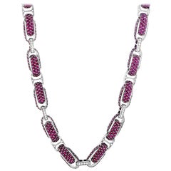 Roberto Coin Fantasia 18 Karat White Gold Diamond and Ruby Necklace