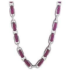 Roberto Coin Fantasia 18 Karat White Gold Diamond and Ruby Necklace