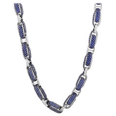 Roberto Coin Fantasia 18 Karat White Gold Diamond and Sapphire Necklace