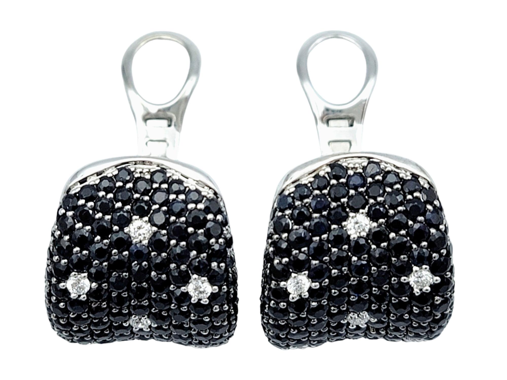 Contemporary Roberto Coin Fantasia Blue Sapphire and Diamond Earrings in 18 Karat White Gold For Sale