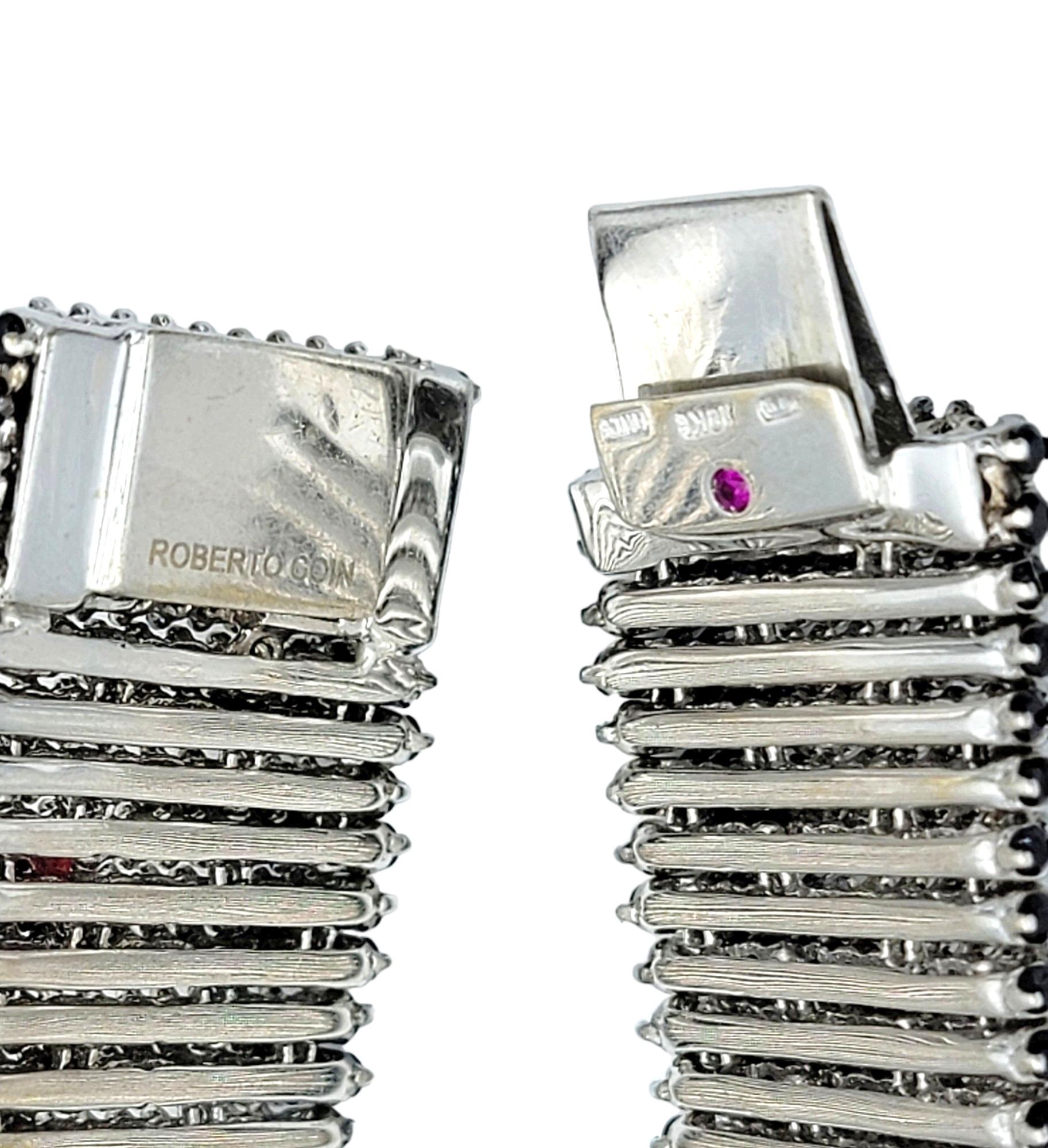 Roberto Coin Bracelet Fantasia en or blanc 18 carats avec diamants et saphirs bleus en vente 2